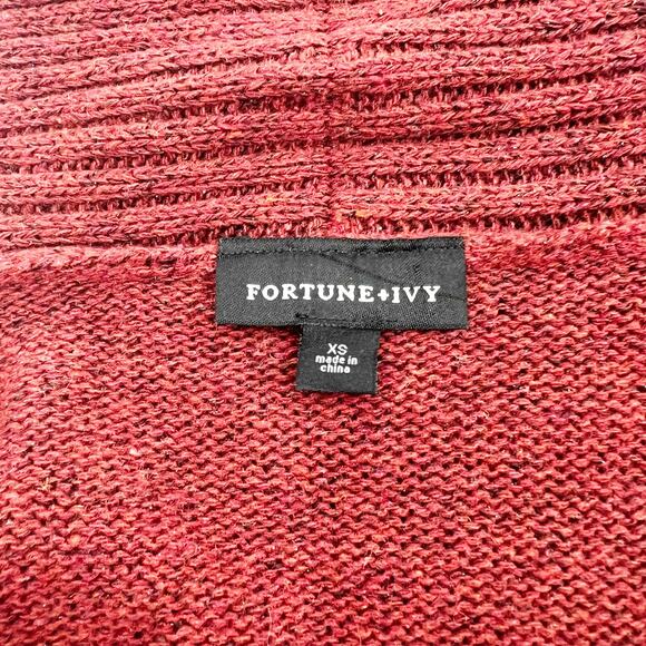 Fortune Ivy Women's Red Long Sleeve Open Cardigan Sweater Top Size XS - Picture 4 of 6
